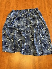 S93 - Sag Harbor Woman Navy Blue Cream White Floral Skirt 2x 18 20