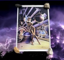 Artist signed futuristic robot space alien print 16x12 gibson