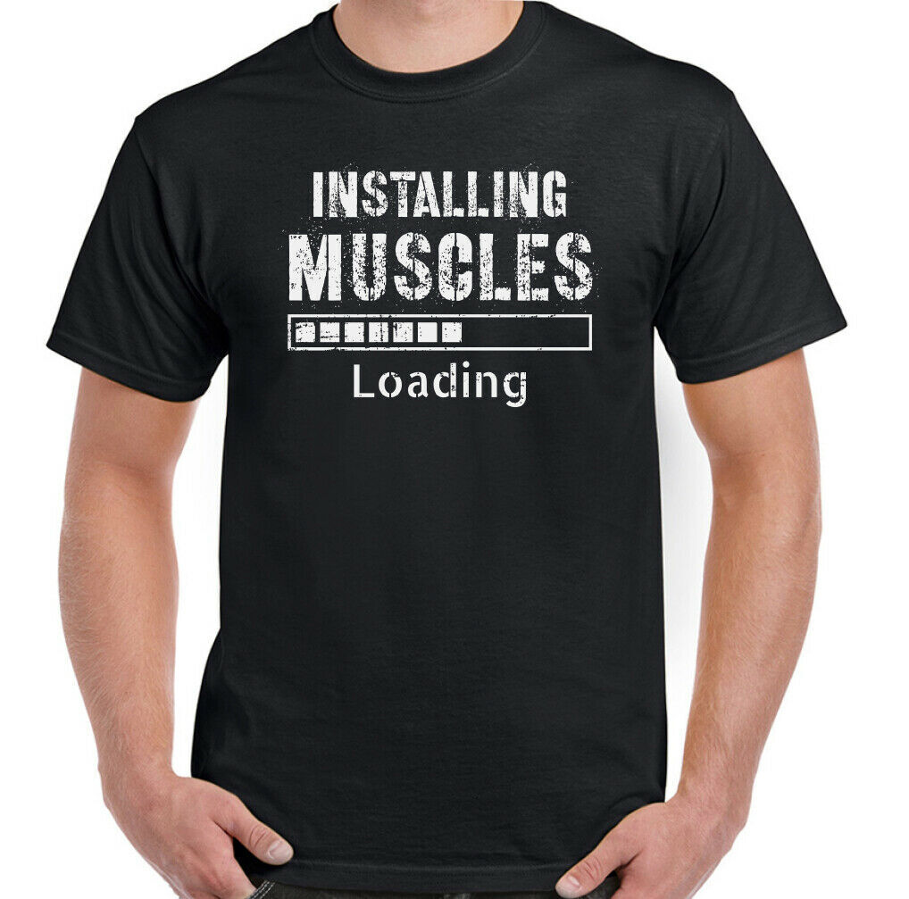 Muscles Loading T-Shirt Mens Funny Gym Training Top Bodybuilding