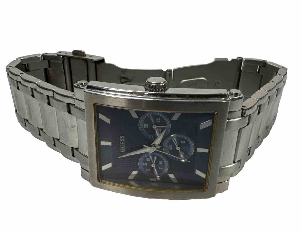 Guess U11006G3 Steel Mens Watch Blue Dial Japan Movt 50 Meters 