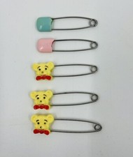 Lot Of 5 Vintage Diaper Pins Yellow Gerber Bears Pink Blue