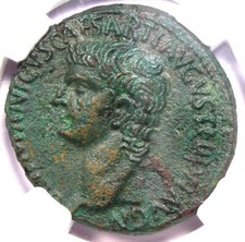 Germanicus AE As Copper Roman Coin 19 AD - Certified NGC Choice AU