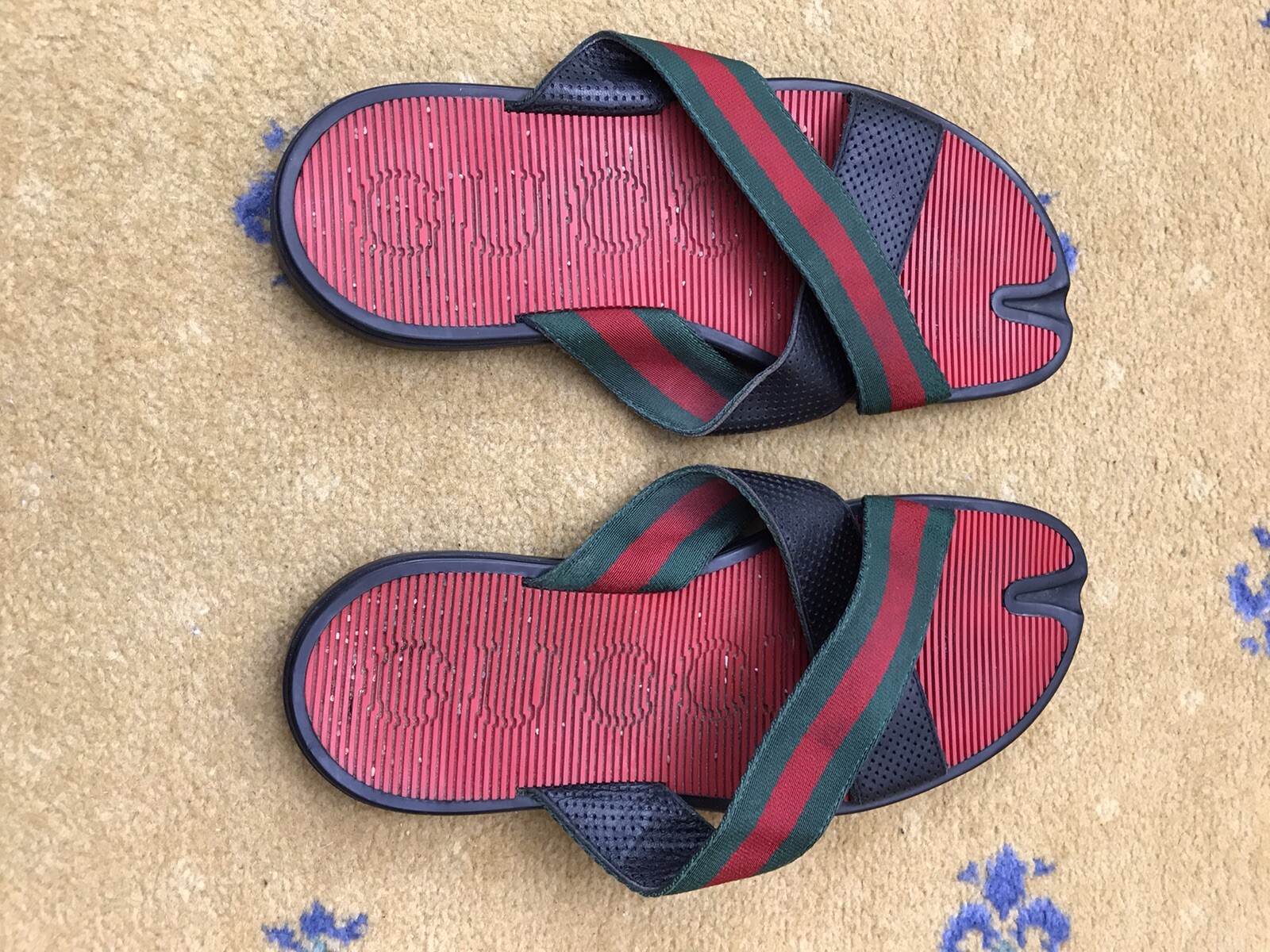 Gucci Sandals Slider Slide Shoes Web Green Red Crossover Strap Mens UK 8 US 9 42 thumbnail 12