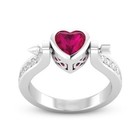 Lovely Cupid Arrow Ring~Heart Shaped Red Zircon~Sterling Silver~9~New~Gift Bag — photo 2
