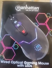 MANHATTAN 176071 USB WIRED Optical gaming Mouse with LEDS BLACK box damage bb14