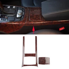 For Audi A6 12-18 Agate Wood Grain Inner Gear Water Cup Holder Frame Cover Trim