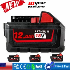 18V 12.0AH Extended Capacity Battery For Milwaukee M18 Lithium 48-11-1890 6.0Ah