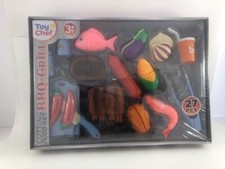 Toy Chef 27 PCs Cutting Food Set BBQ Grill, Sealed
