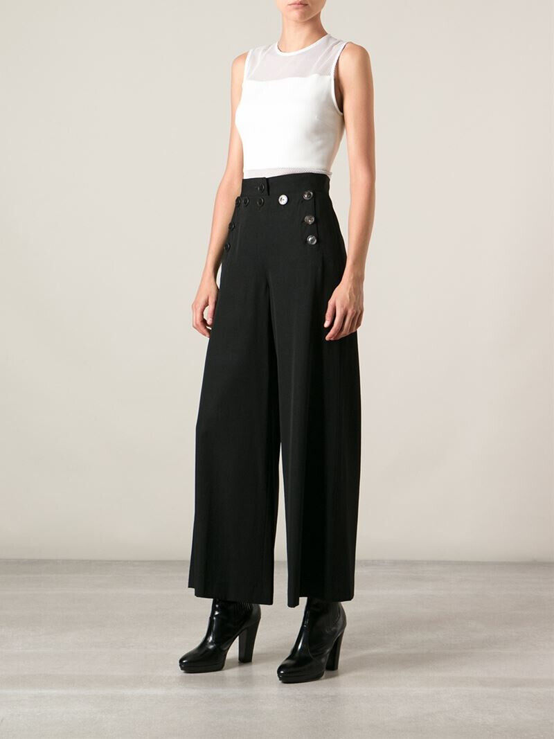 Jean Paul Gaultier JPG Black Wool Sailor Pants Wide Leg hi Jean Paul Gaultier JPG Black Wool Sailor Pants Wide Leg hi
