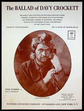 1954 Walt Disney's Ballad of Davy Crockett Movie Tie-in Theme Song Sheet Music