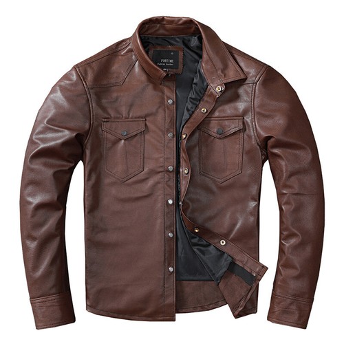 Men's Italian Sheepskin Leather Jacket Slim Fit Short Leather Motorcycle Jacket
