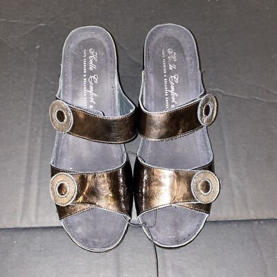 HELLE Comfort Wellness Brown metallic Shoes leather  gold circle size 39 us 8.5