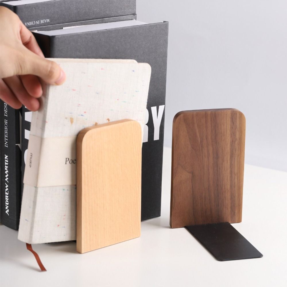 Wooden Bookend Desktop Rack for Desk Storage and Book Display