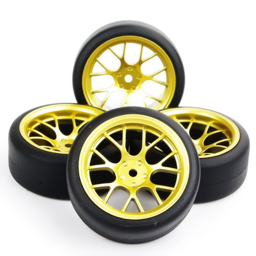 4PCS RC Run Flat Tires&Wheel 12mm Hex For HSP HPI 1/10 On-Road Street Car D6NKR