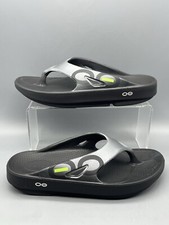 OOFOS OORIGINAL MEN 7 WOMEN 9 GREY BLACK FLIP FLOP THONG SPORT RECOVERY SANDALS