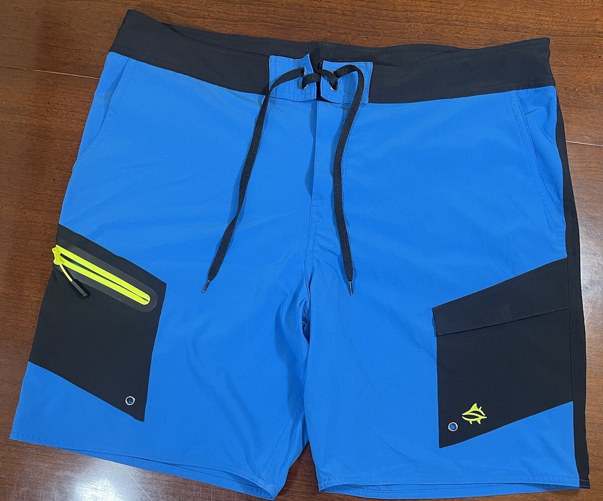 LOCO SKAILZ Board Shorts Mens Blue Fishing Swim Trunks Size 40 eBay