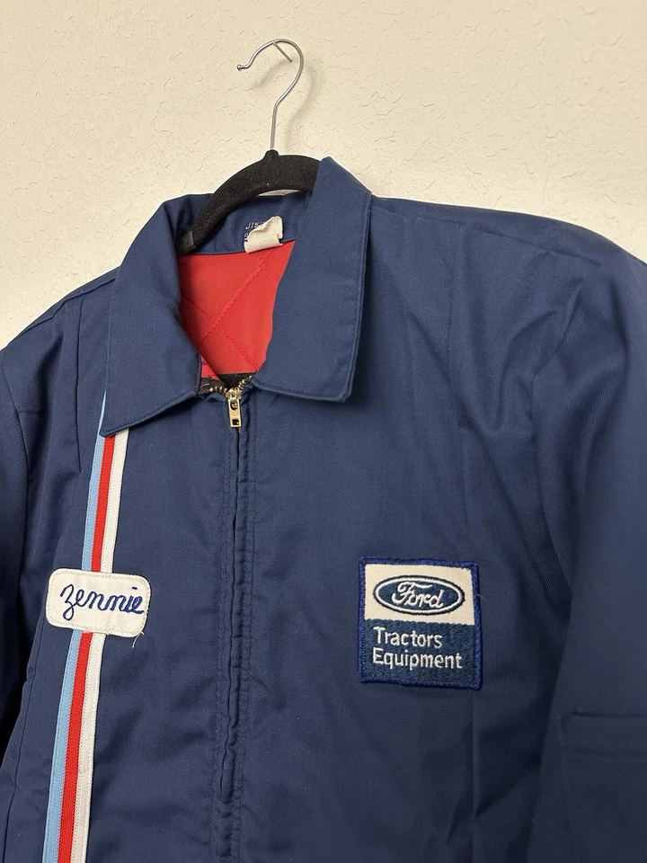 VINTAGE 80s FORD MOTOR COMPANY QUILTED LINED WORK WEAR JACKET TRUE VINTAGE - Image 3 of 4