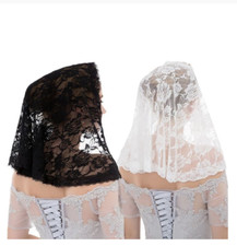 Classic Short Wedding Bridal Veil Sheer Tulle Floral Lace Traditional Flower