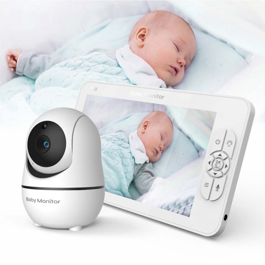 Baby Monitor Pro By Baby Coo Co: 7 Inch Screen, Motion Detect, Expandable Camera-image
