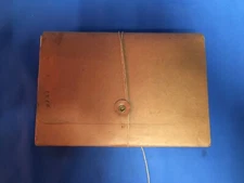 Vintage Expanding 6 1/4 x 4 1/2 Smooth Cardboard Office Pocket File With String