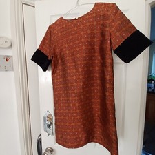 Mini dress Fabric Print Silk Work Formal  Size 38 Velvet Arms Bow Women Luella