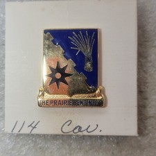 U.S. Army DI Pin 114th Cavalry Regiment The Prairie Sentinels VTG Made in USA