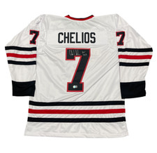 Chris Chelios Signed Chicago Custom Jersey w/ HOF 2013 Beckett Witness BAS COA