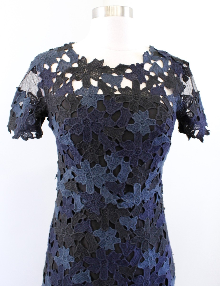NWT $468 Elie Tahari Ophelia Black Blue Floral Crochet Lace Sheath Dress Size 0 | eBay NWT $468 Elie Tahari Ophelia Black Blue Floral Crochet Lace Sheath Dress Size 0 | eBay