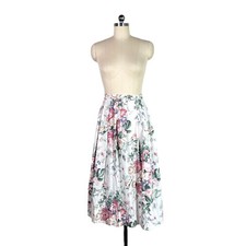 vintage 80s 90s pastel garden floral cotton skirt S/M romantic cottagecore maxi