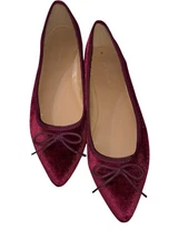 Banana Republic Women's Burgundy Velvet Flats Ballet Slippers Bow Size 8