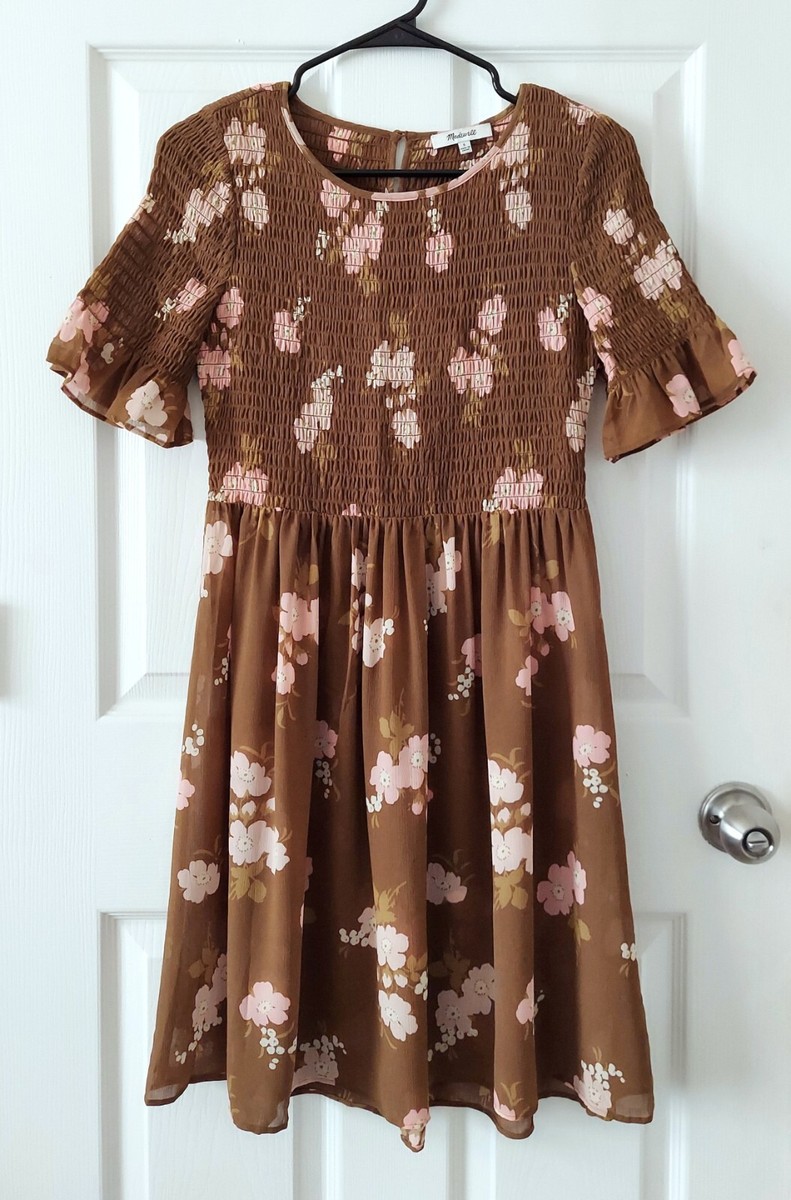Madewell Smocked-Top Dress in Retro Bouquet, Size Small