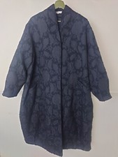 Sahara Oversized Arty Cocoon Coat Damask Black Relaxed Fit Size S/m Pockets