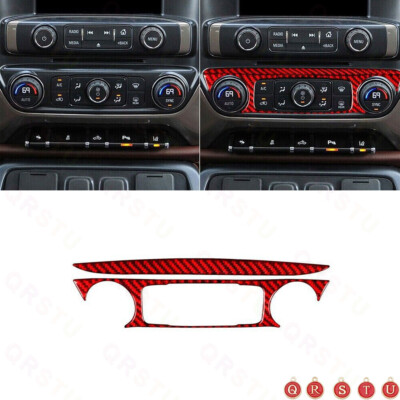 For Silverado GMC SIERRA 2014-2018 Red Carbon Fiber Climate control Cover Trim