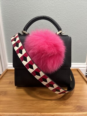 Les Petits Joueurs Bicolor Mini Alex Bunny Sphere Bag (Fox Fur pompom)