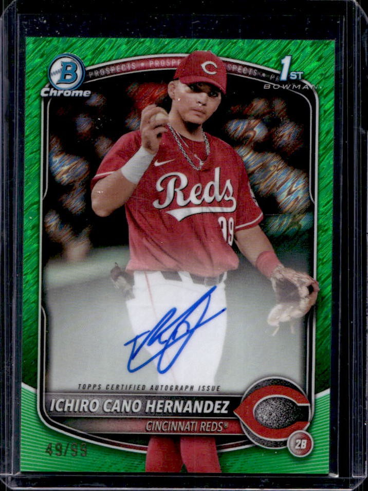 2025 Bowman Ichiro Cano Hernandez Chrome Auto Green Shimmer Refractor 1st #49/99