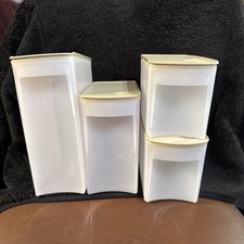 Tupperware Modular Mates Shelf Smart Containers 4 Pc 3.0L &2.3L & 1.4L Beige
