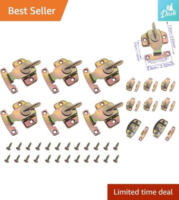 Corrosion-Resistant Iron Table Leaf Locks - 6 Set with 24 Screws Included