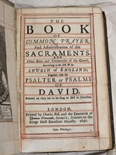 Antique Book Of Common Prayer Printed In 1697