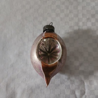 Vintage Christmas Ornament Double Indent Hand Painted Shiny Brite Gold/Champagne
