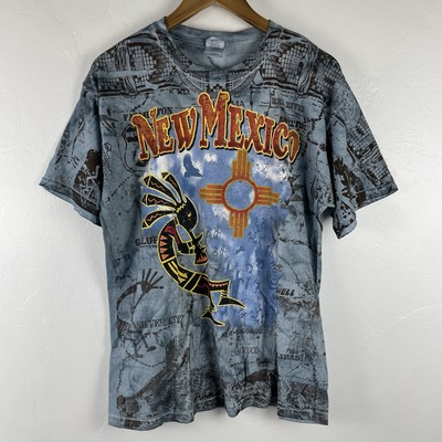 Vtg Kokopelli Shirt Mens Large Blue Tie Dye New Mexico Southwest Native American