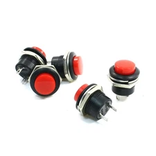 5 Pcs 3A/250V SPST Red Round Head Momentary Push Button Switch