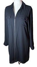 EXPRESS Lined Shirt Dress BLACK w/SILVER Zipper Size Large