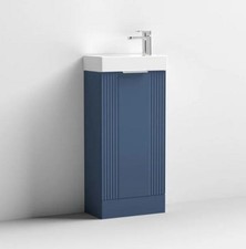 Nuie Deco 400mm Satin Blue Compact Floor Vanity Unit with Basin