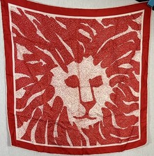 Vintage Anne Klein Classic Lion Face 100 Silk Scarf 25 X 25 Inches Square