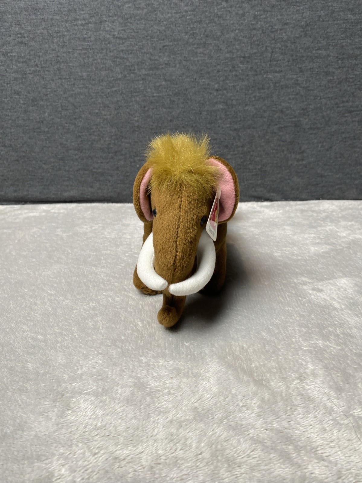 Vintage Dakin Wooly Mammoth Plush Squeeze Me Brown Elephant Tusks 8"L Sound Box
