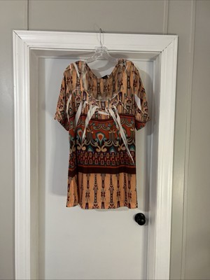 Ladies Medium 2X Blouse Tunic Top, Orange Laser Cutting, by Simply Irresistible