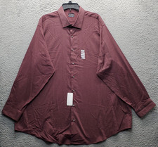 Van Heusen Dress Shirt Mens 19 Burgundy Performance Big Fit Stretch Button-Up