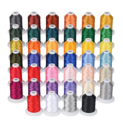40 Spools Assorted Brother Colors Embroidery Machine Thread Kit, 800Y Each Fl...