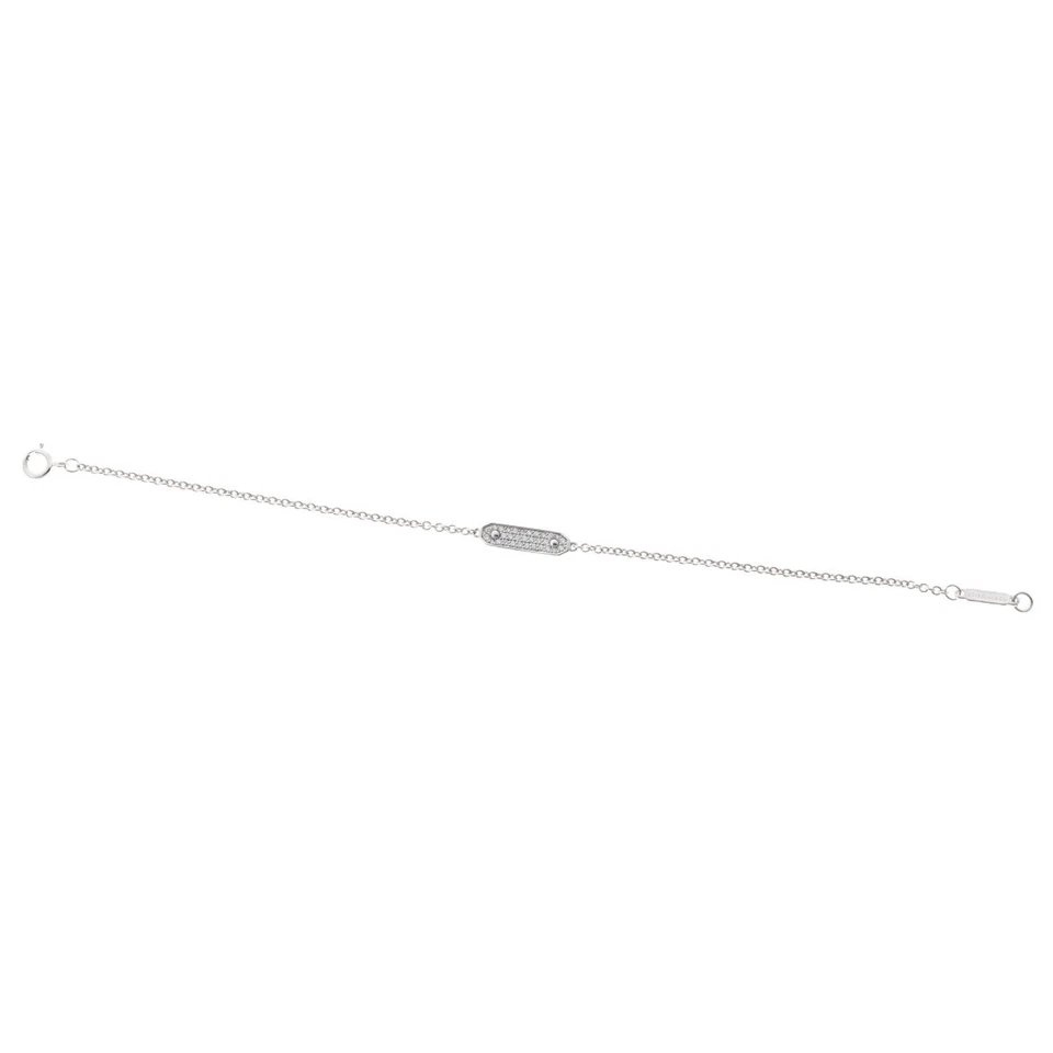 Brazalete de diamantes con cadena de etiqueta Tiffany & Co. K18wg AU750 oro blanco 634252 Foto 4 de 4