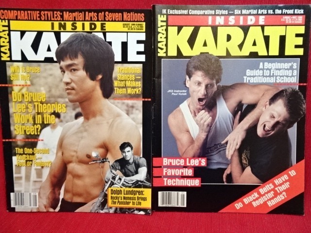 Inside Karate Magazine Lot of 2 May and August 1989 featuring Bruce Lee